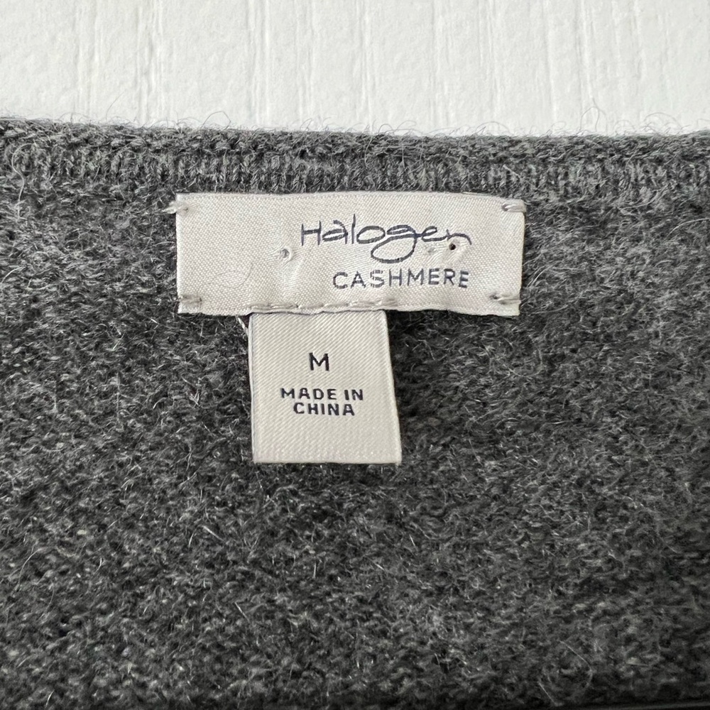 Halogen 100% Cashmere Sweater Gray & Pink Houndstooth Women's Medium - Picture 3 of 10